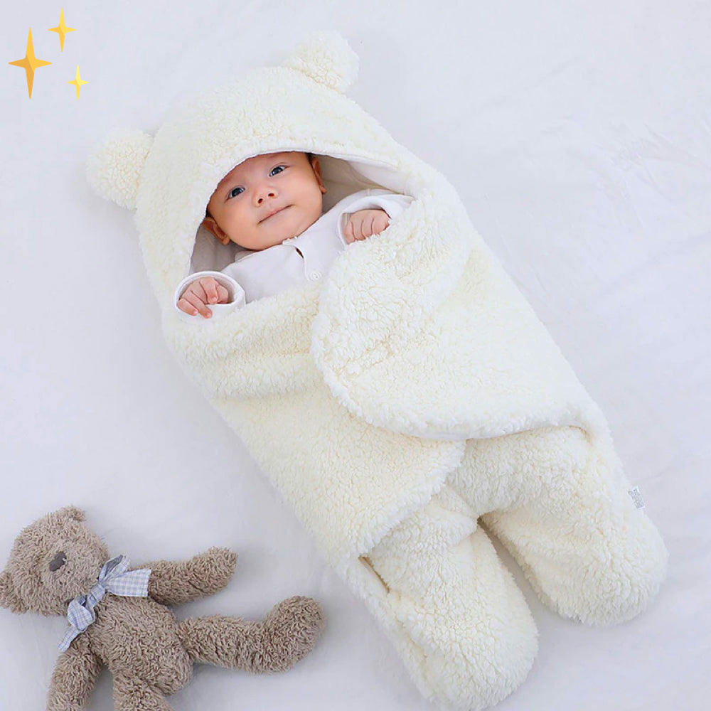 Gigoteuse ultra-douce en forme d'ours en peluche avec petites oreilles pour bébés de 0 à 6 mois