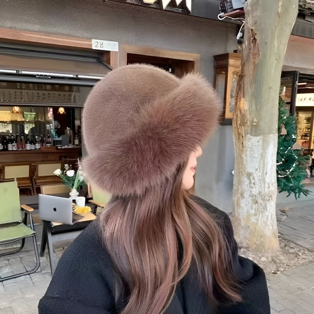 Félicité - Chapeau en Fausse Fourrure Luxueux au Style Vintage
