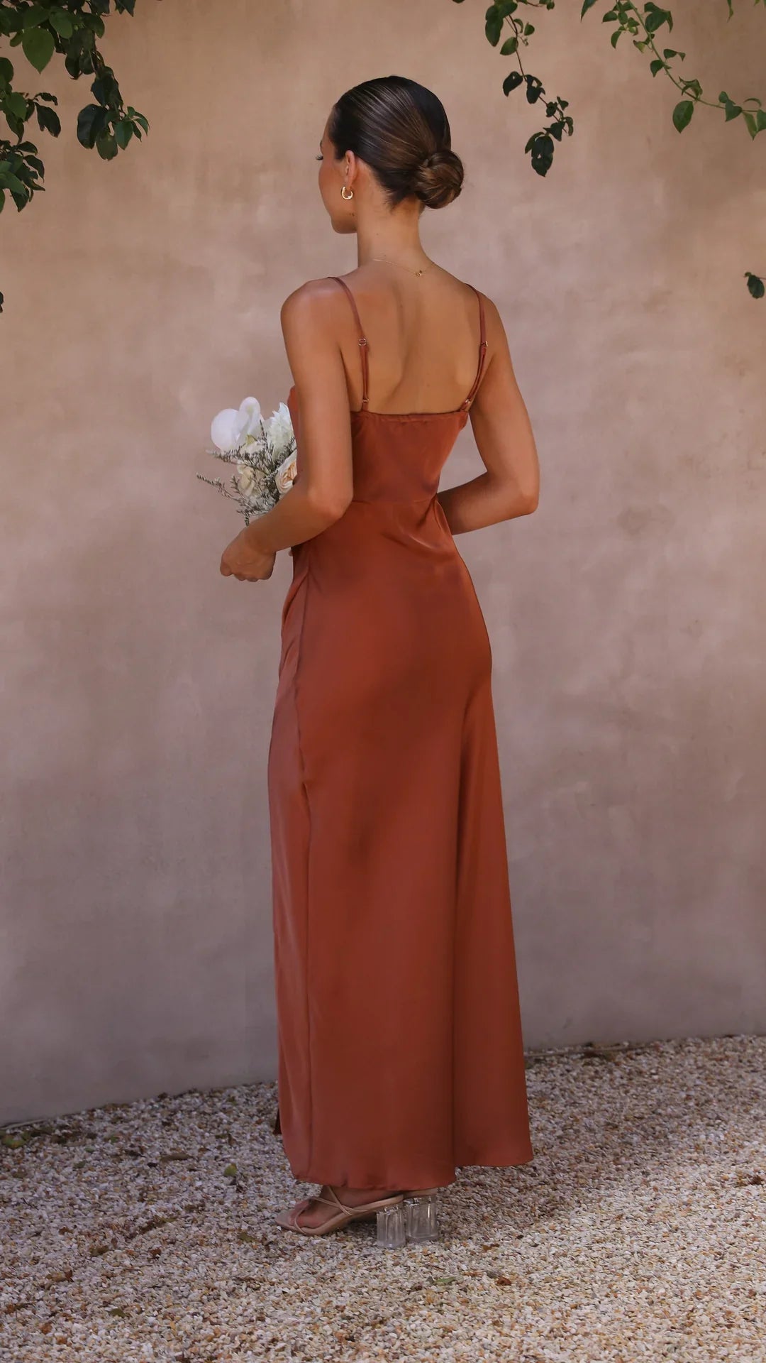 Ava - Robe Déshabillé en Satin avec Fente sur le Côté