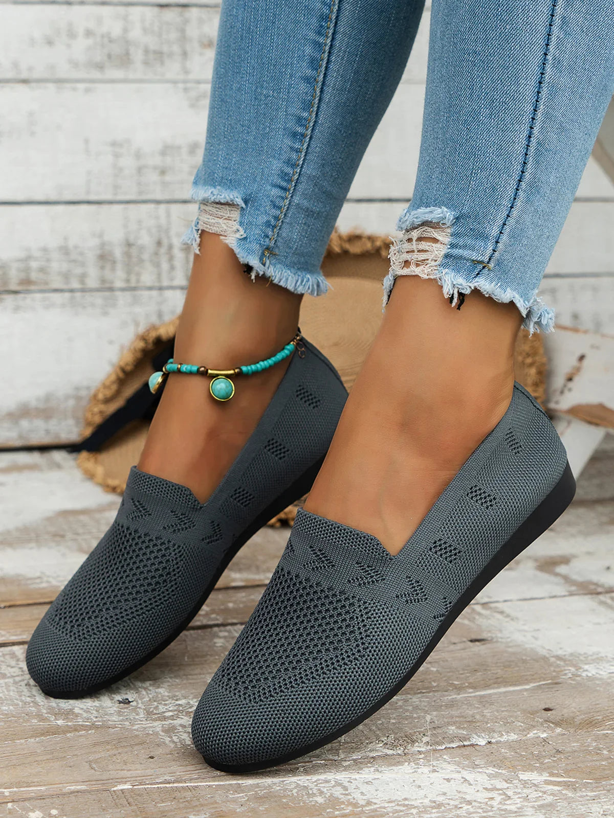 Olivia - Sandales en Maille Ademend Mocassins à Semelle Plate pour l'Été Idéales pour de Longues Promenades