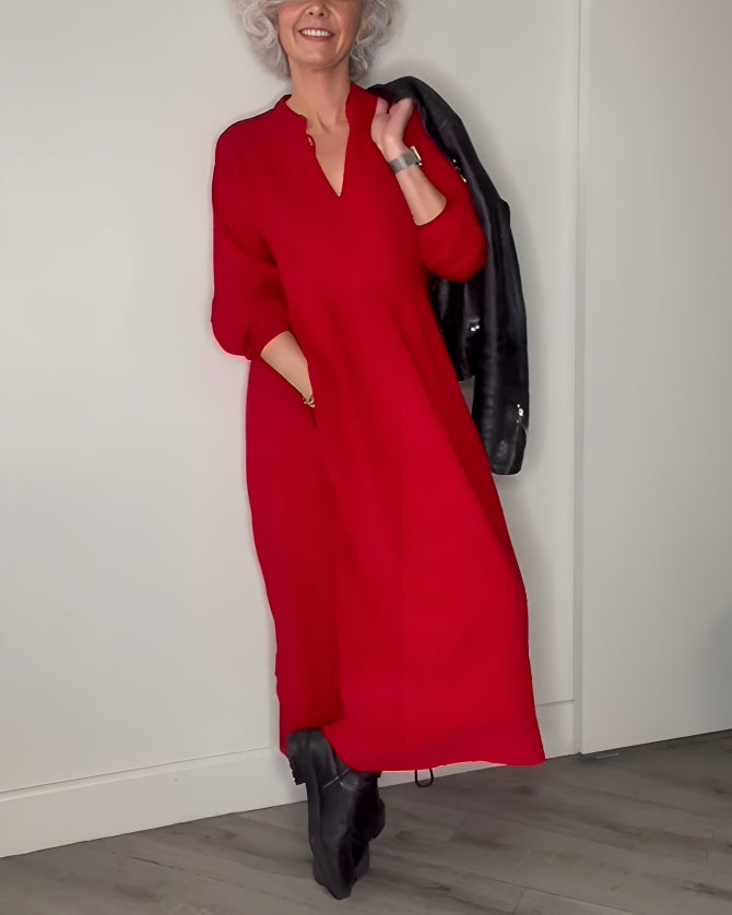 Nicole - Robe Longue Amincissante avec Décolleté en V