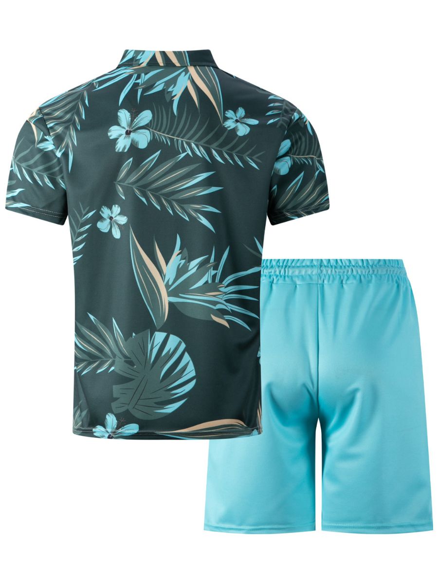 Adam - Ensemble d'Été à Deux Pièces pour Hommes avec Short et Haut à Manches Courtes et Col Zippé