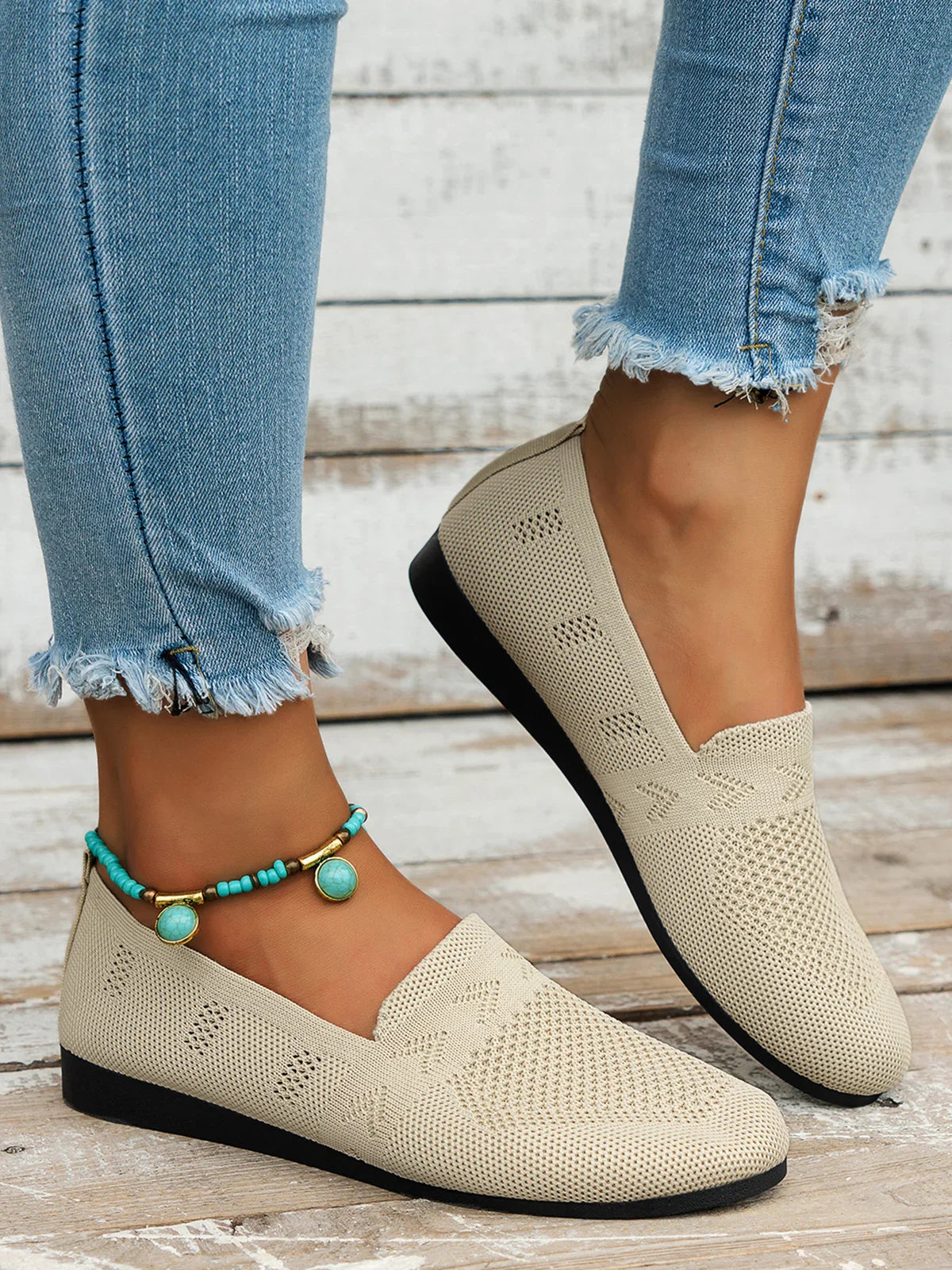 Olivia - Sandales en Maille Ademend Mocassins à Semelle Plate pour l'Été Idéales pour de Longues Promenades