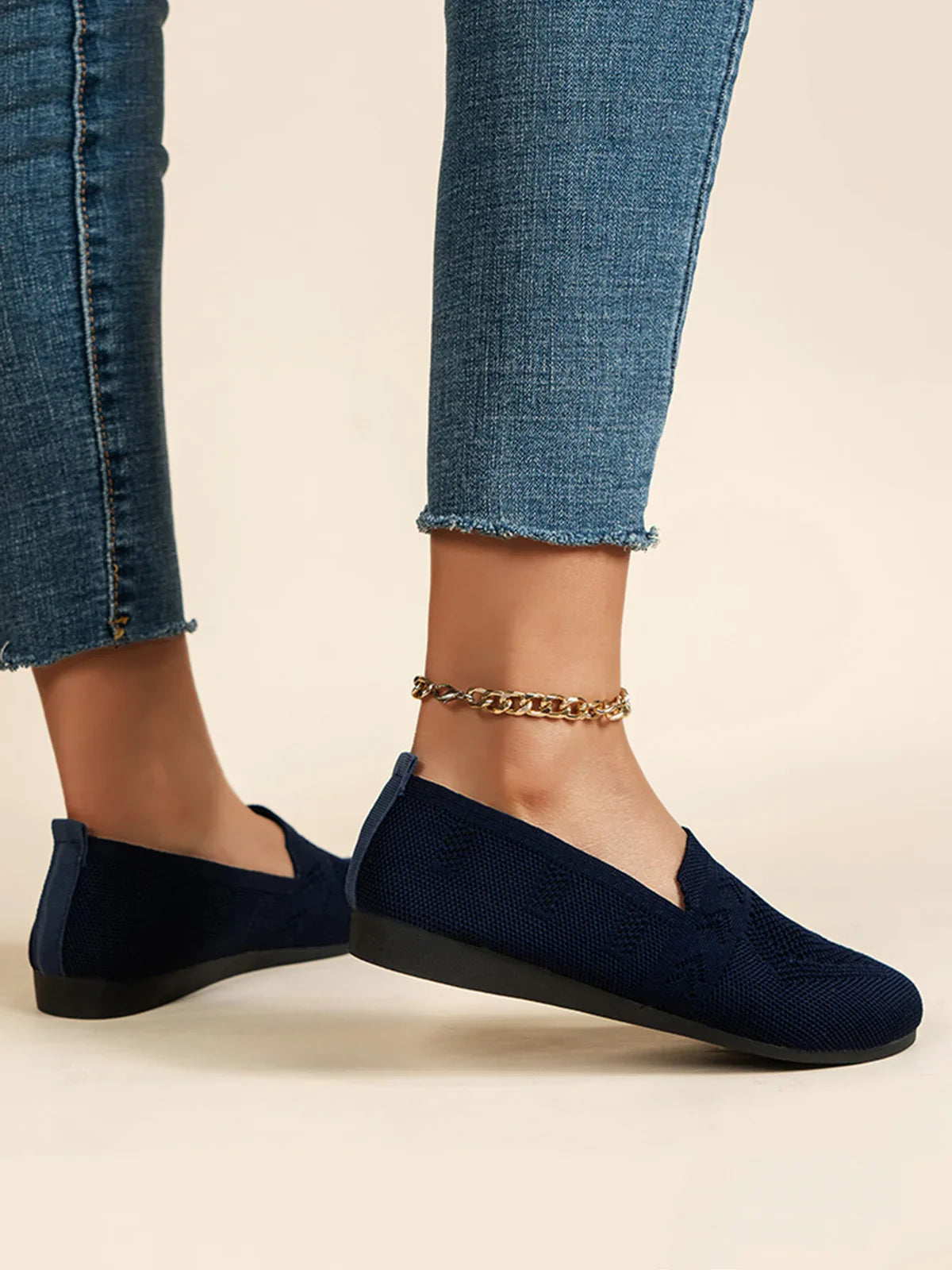 Olivia - Sandales en Maille Ademend Mocassins à Semelle Plate pour l'Été Idéales pour de Longues Promenades