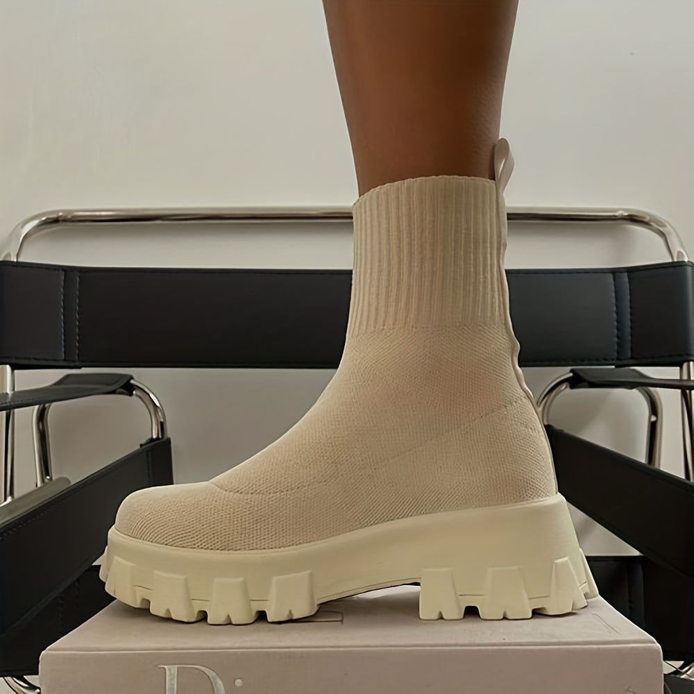 Inès - Bottines Stretch à Semelle Épaisse en Tissu