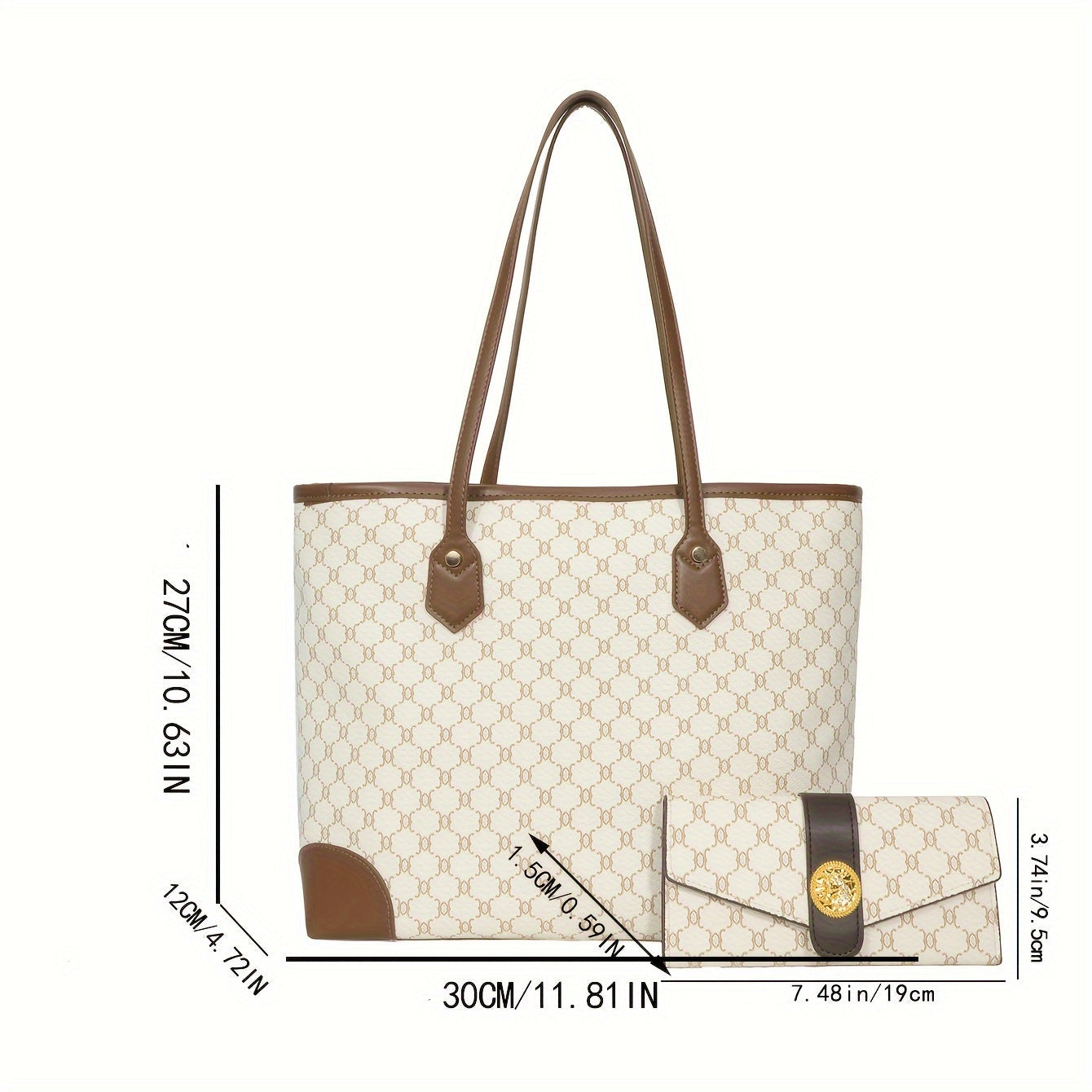Elara - Sac à Main Vintage Élégant et Classique à Deux Pièces avec Portefeuille Assorti