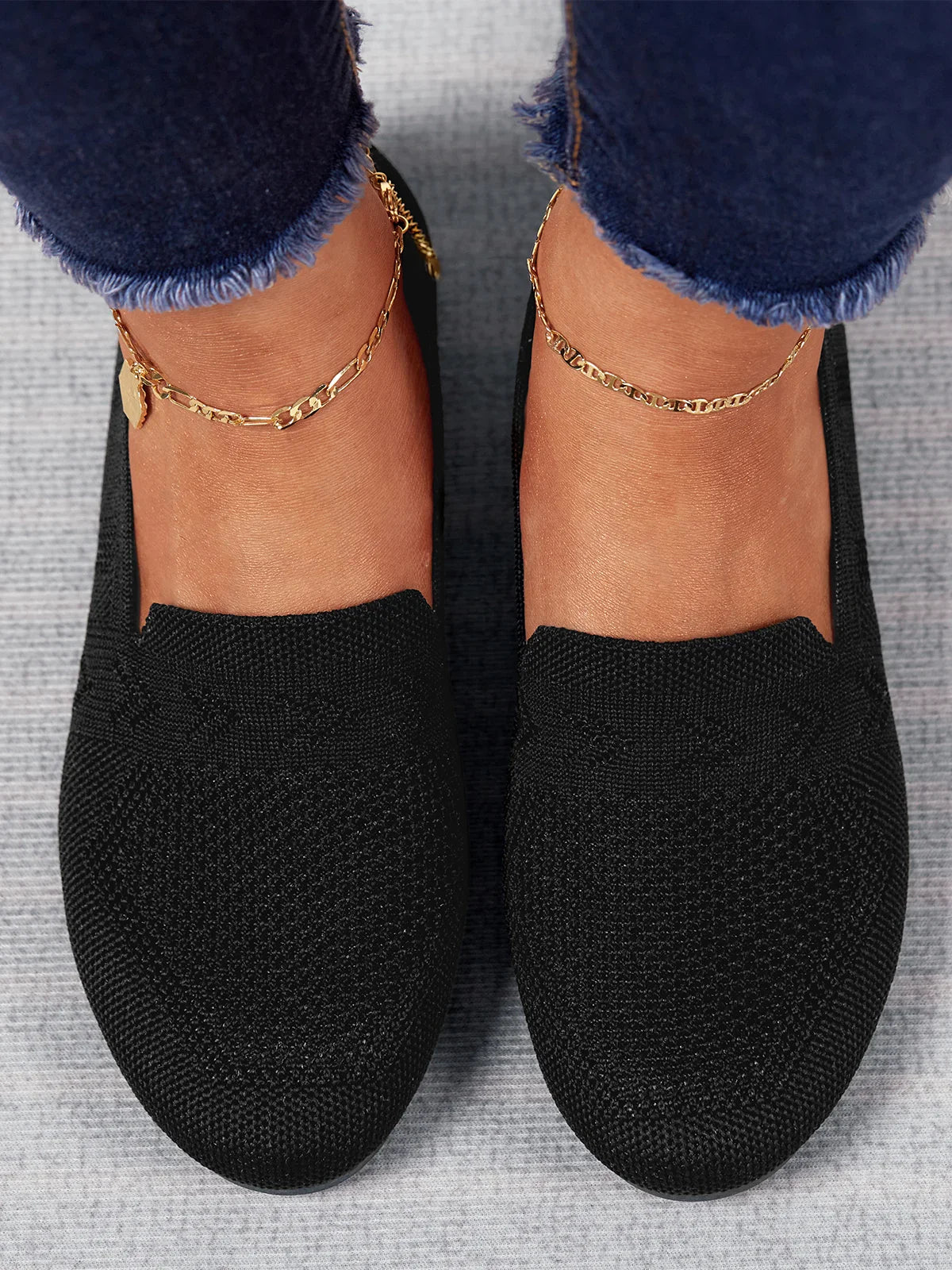 Olivia - Sandales en Maille Ademend Mocassins à Semelle Plate pour l'Été Idéales pour de Longues Promenades