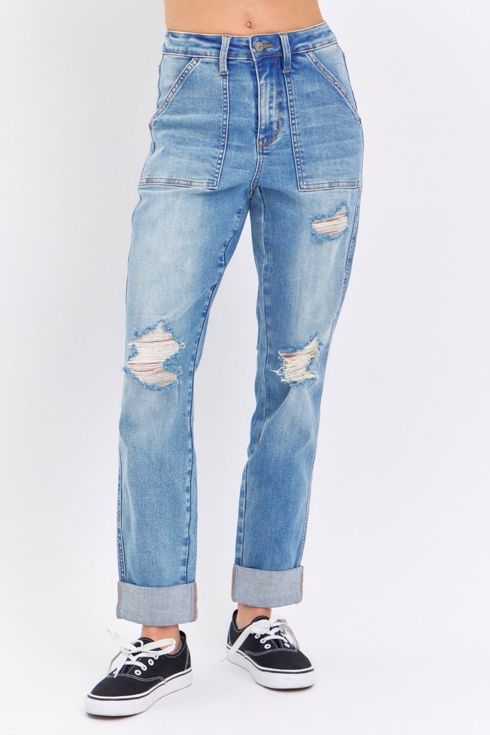 Stacy – Jeans Droits avec Poches à Patte