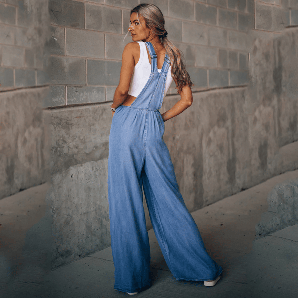 Ava - Salopette en Jean à Jambes Évasées