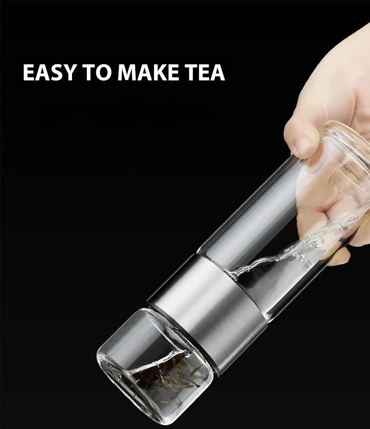 Lateo - Thermos transparent portable avec filtre à thé pour une boisson naturelle et saine en déplacement