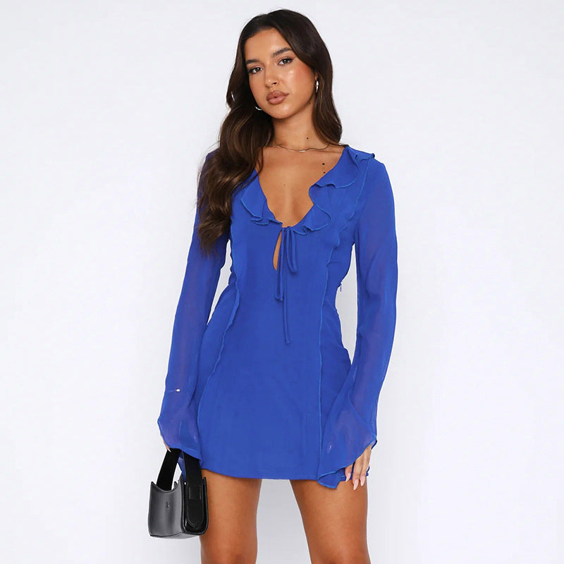 Jenna - Robe Mini avec Manches Transparentes