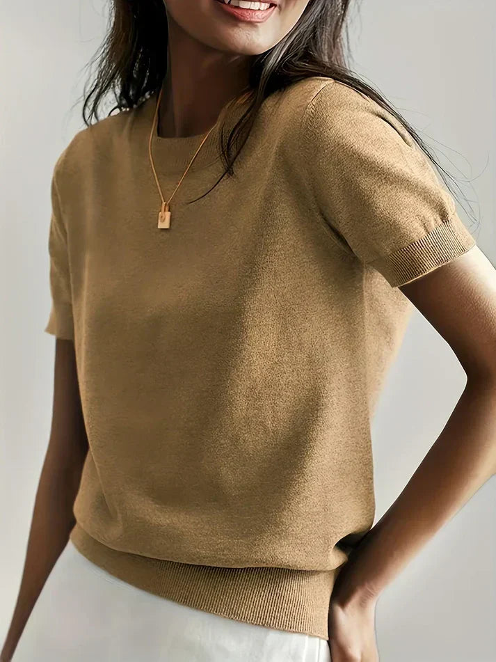 Olivia - Haut Tricot à Manches Courtes