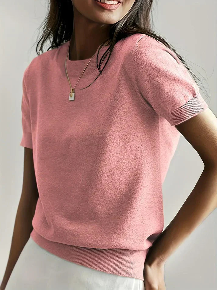 Olivia - Haut Tricot à Manches Courtes