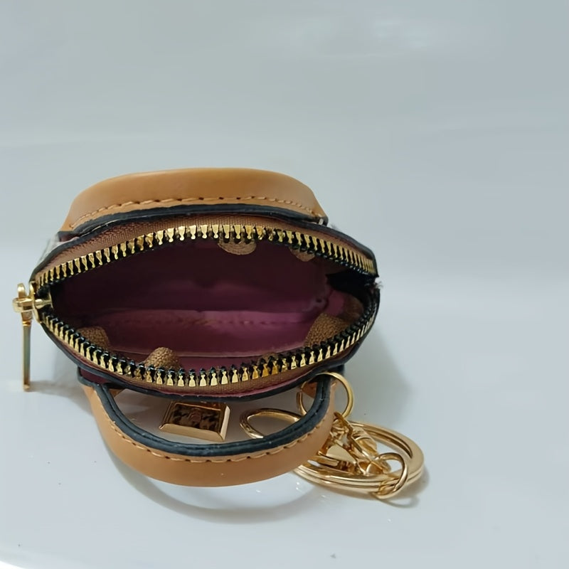 Lyra - Mini sac à main détaillé, porte-monnaie et porte-clés avec fermoir en cuir végétalien et imprimé pied-de-poule