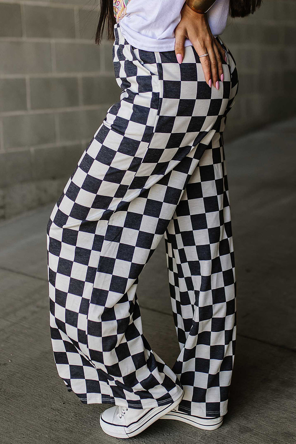 Emily – Pantalon à Jambes Amples à Carreaux