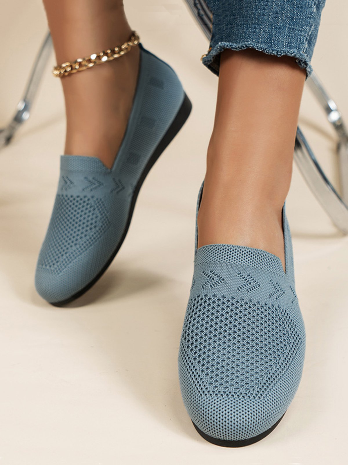 Olivia - Sandales en Maille Ademend Mocassins à Semelle Plate pour l'Été Idéales pour de Longues Promenades