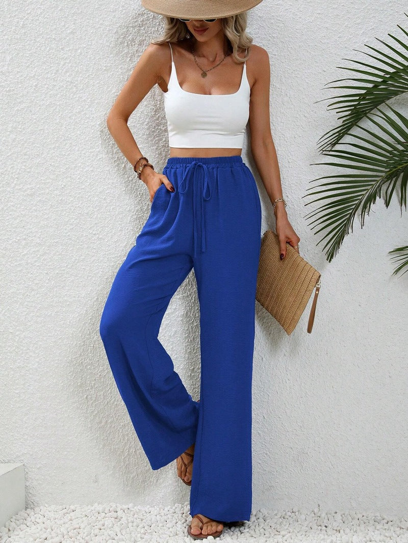 Mia - Pantalons taille haute avec cordon de serrage