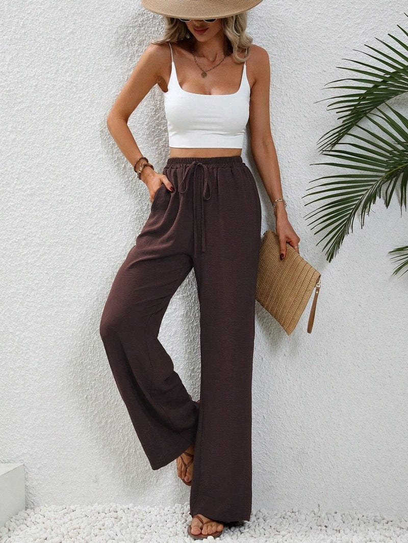 Mia - Pantalons taille haute avec cordon de serrage