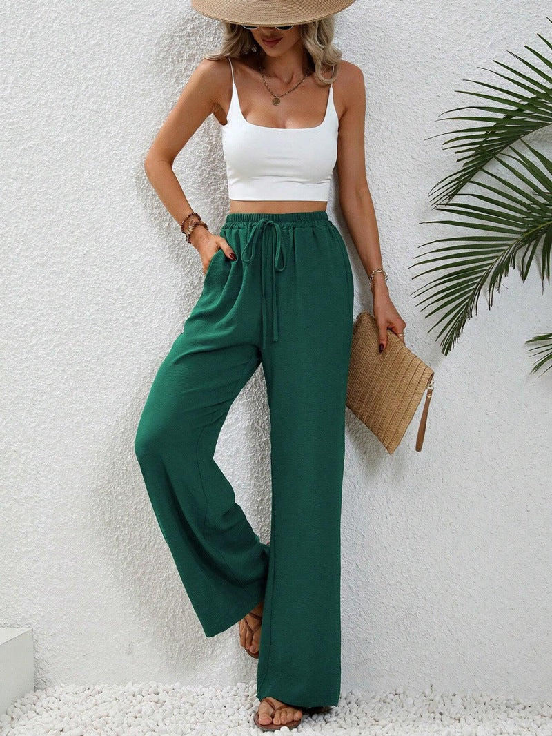 Mia - Pantalons taille haute avec cordon de serrage