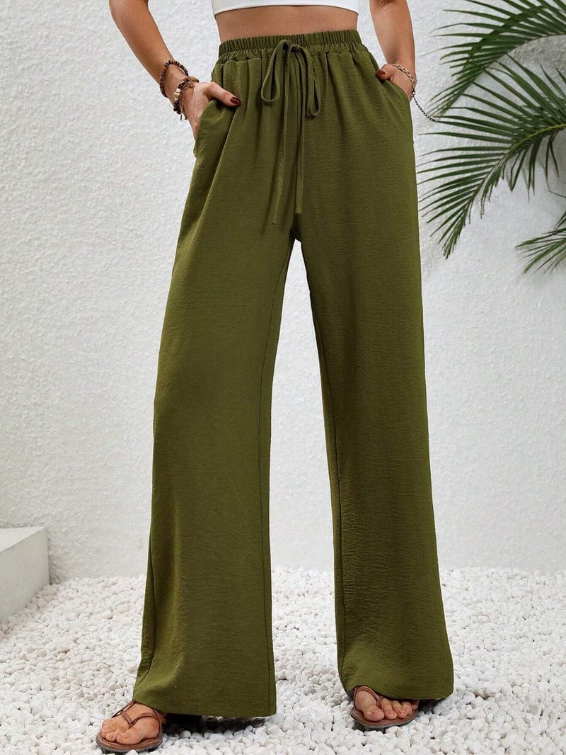 Mia - Pantalons taille haute avec cordon de serrage