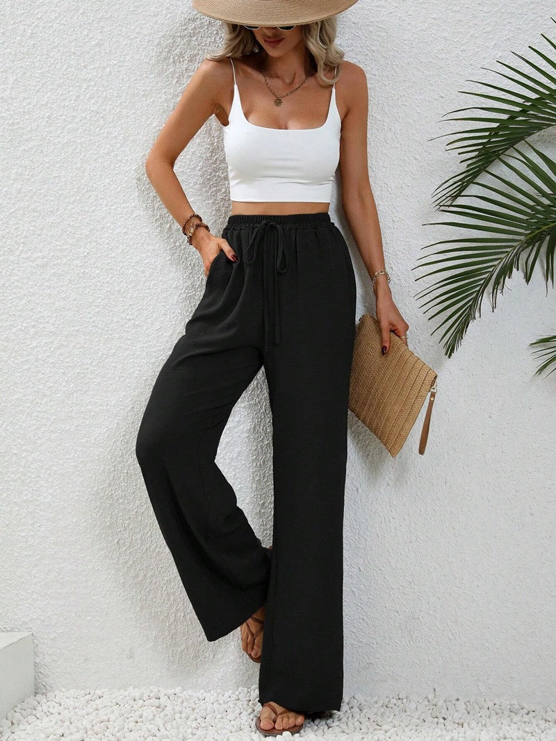 Mia - Pantalons taille haute avec cordon de serrage