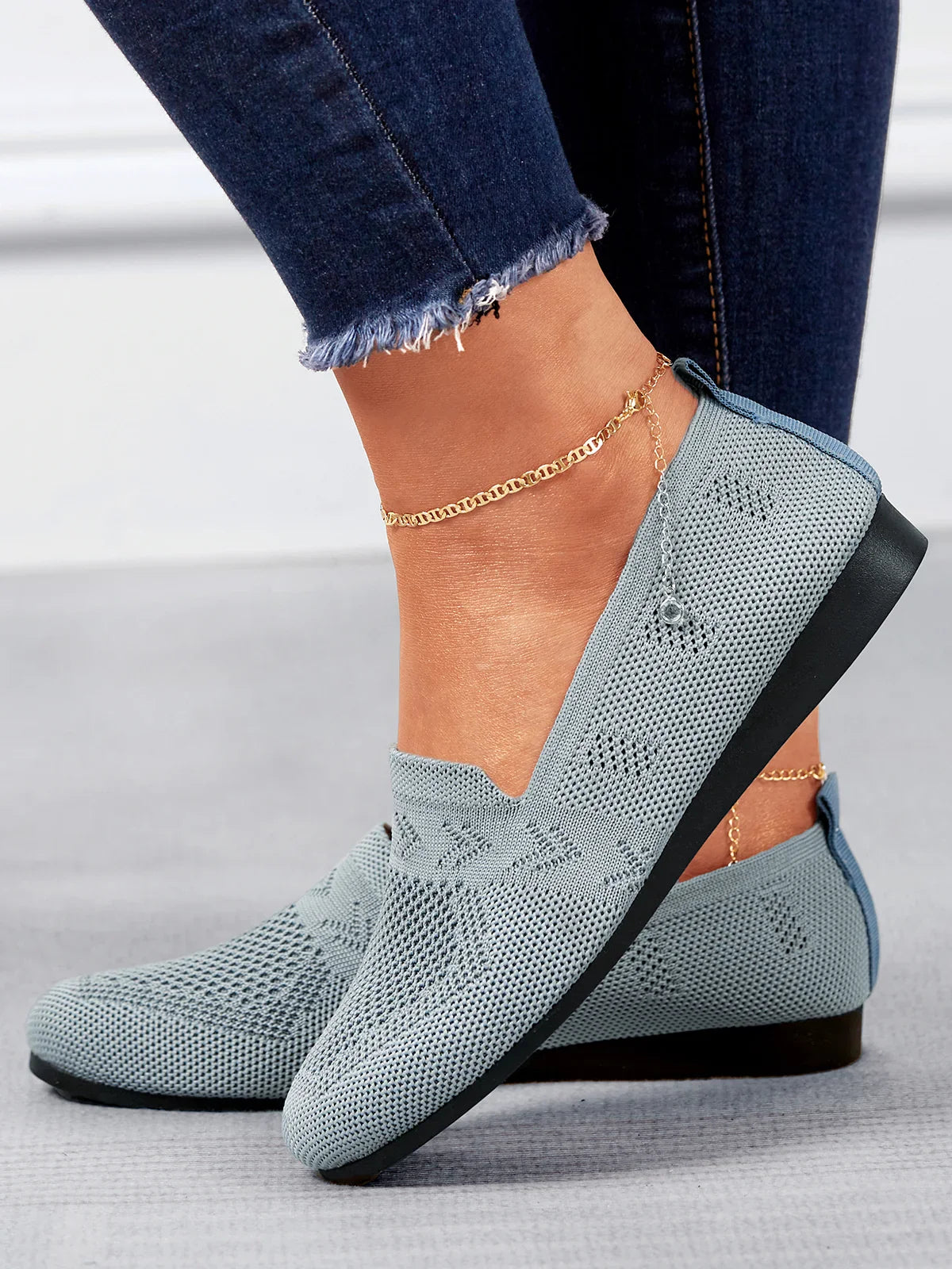 Olivia - Sandales en Maille Ademend Mocassins à Semelle Plate pour l'Été Idéales pour de Longues Promenades