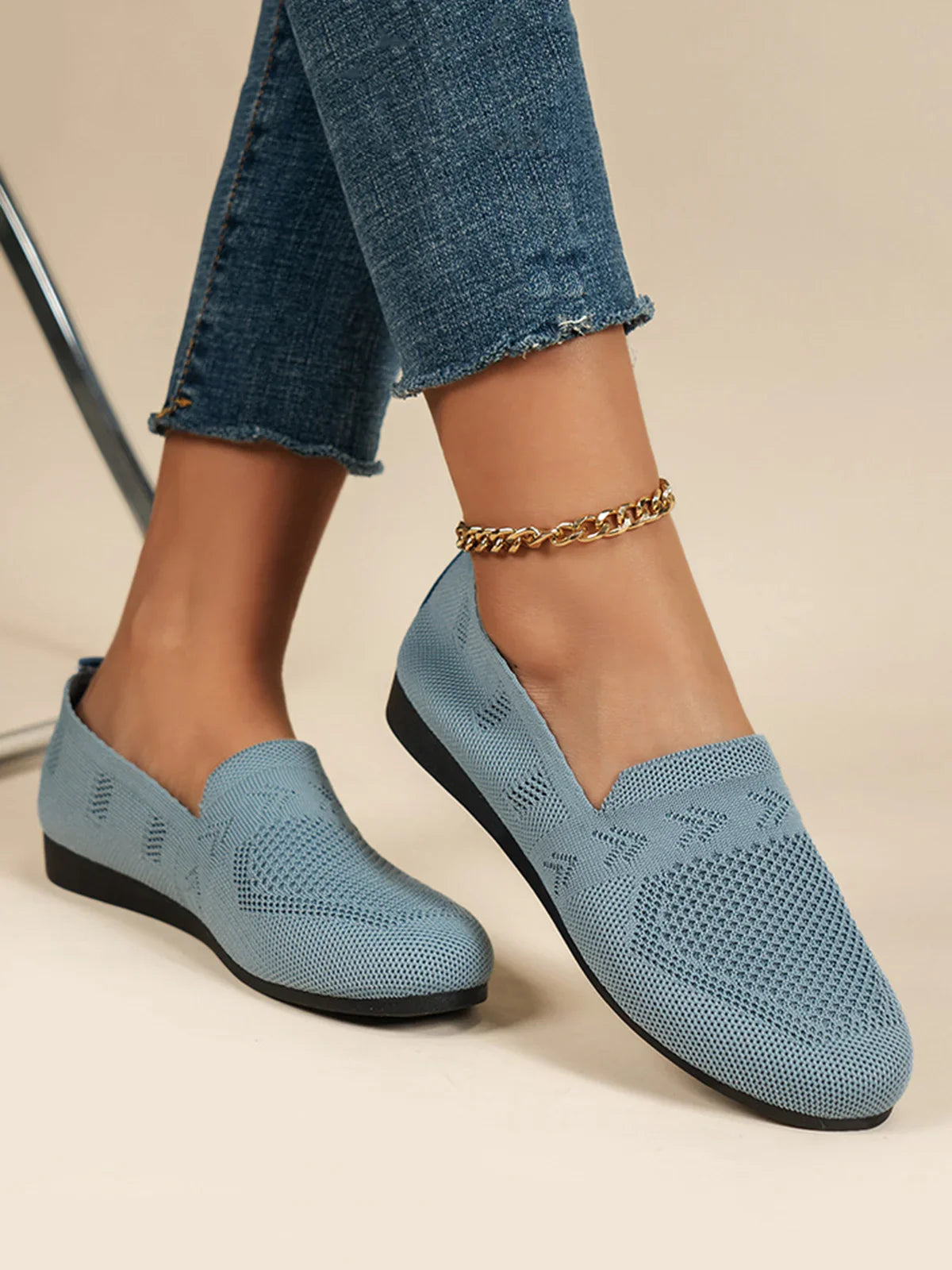 Olivia - Sandales en Maille Ademend Mocassins à Semelle Plate pour l'Été Idéales pour de Longues Promenades