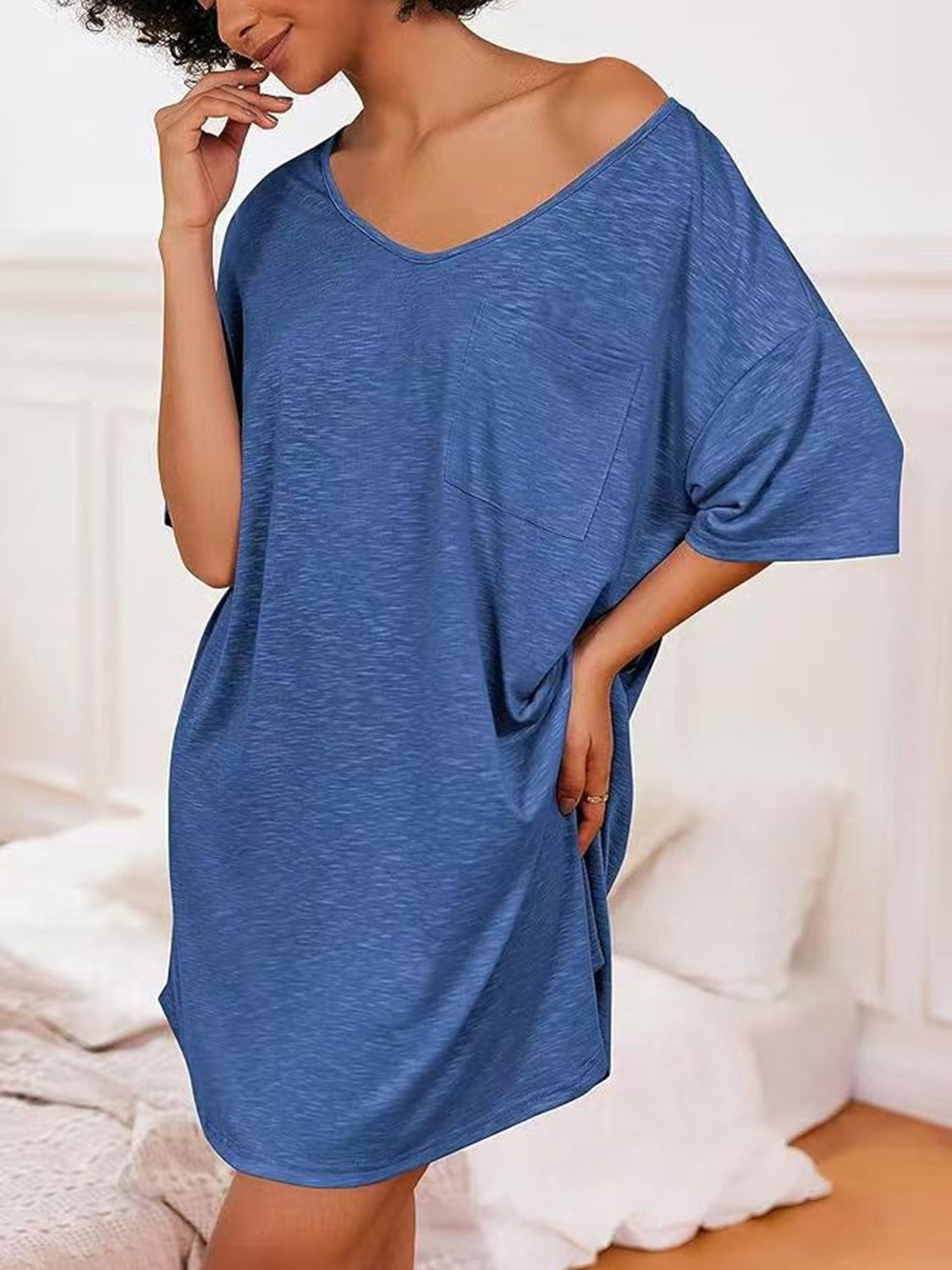 Diana – Robe T-shirt à Manches Courtes et Encolure en V