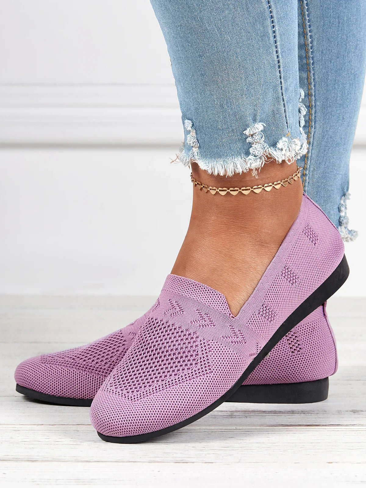Olivia - Sandales en Maille Ademend Mocassins à Semelle Plate pour l'Été Idéales pour de Longues Promenades