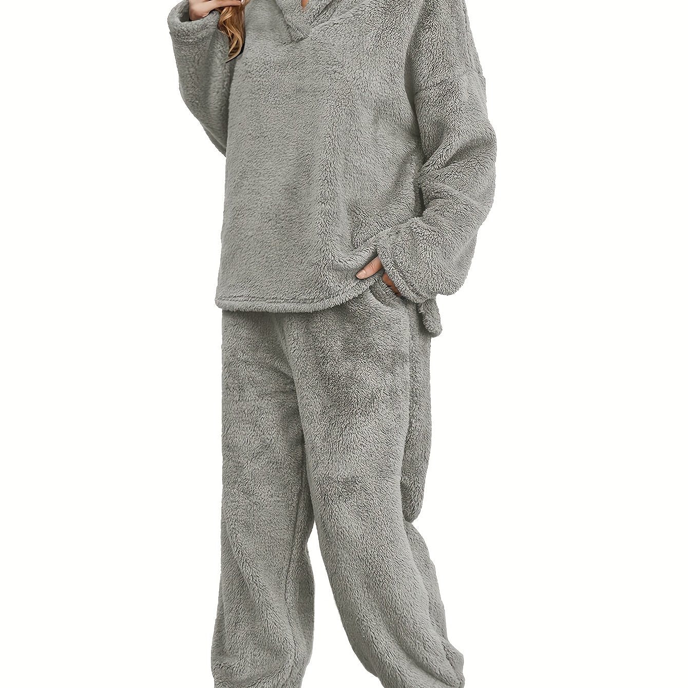 Aurianne - Ensemble Pyjama en Fleece Corail pour Femmes