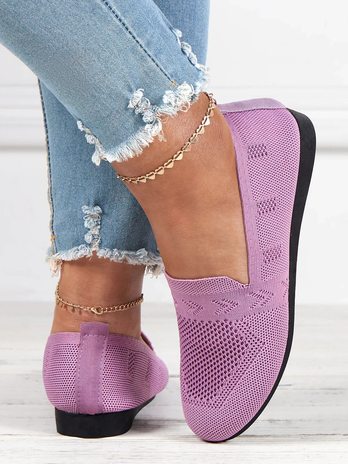 Olivia - Sandales en Maille Ademend Mocassins à Semelle Plate pour l'Été Idéales pour de Longues Promenades
