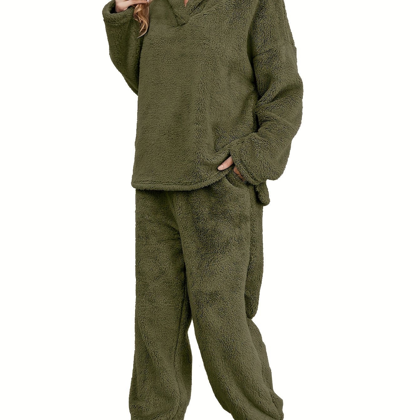 Aurianne - Ensemble Pyjama en Fleece Corail pour Femmes