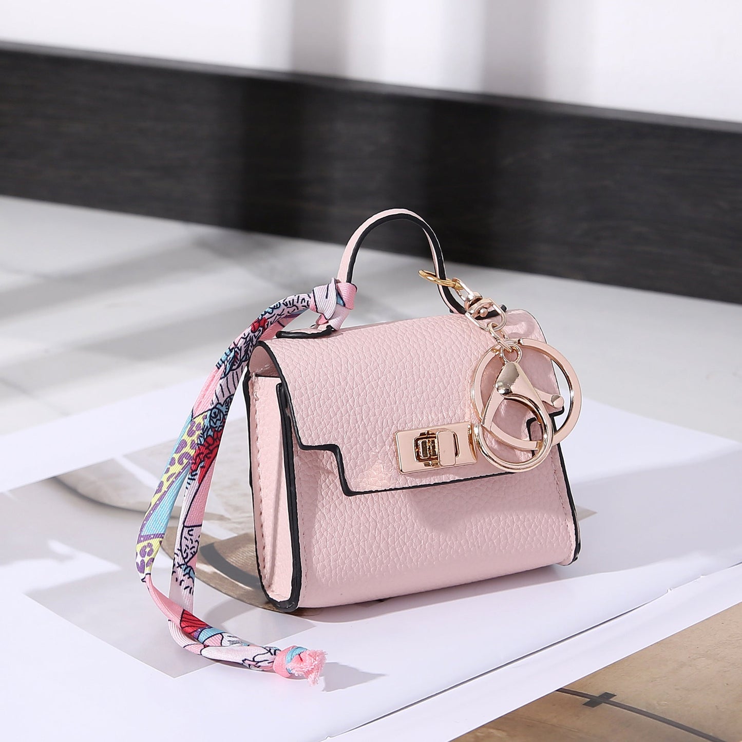 Camille - Porte-clés Sac en Cuir avec Fermeture à Boucle