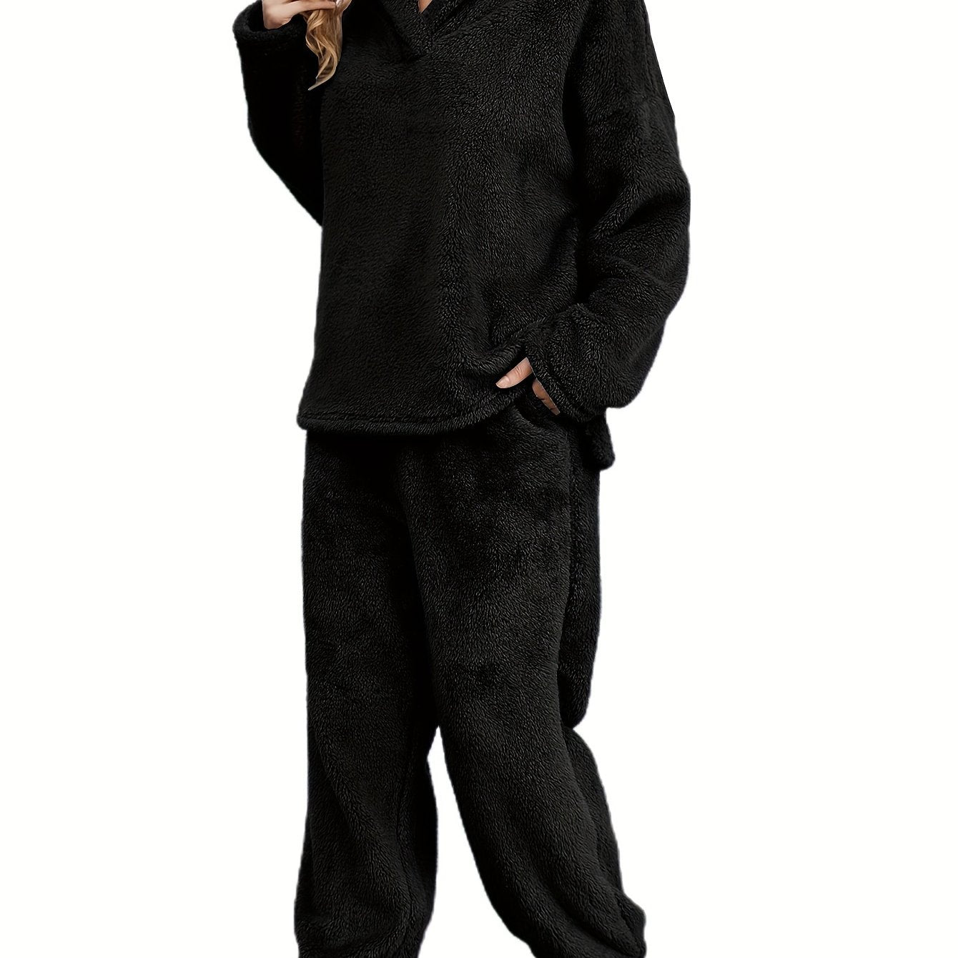 Aurianne - Ensemble Pyjama en Fleece Corail pour Femmes