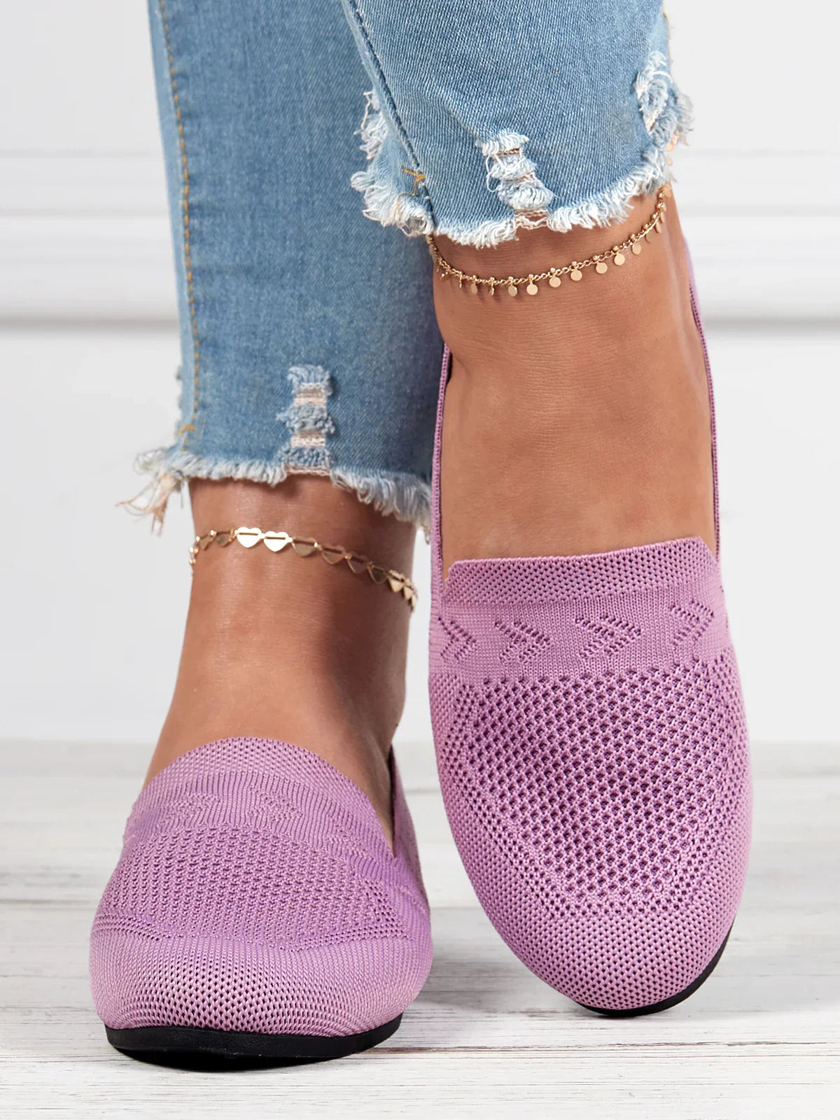 Olivia - Sandales en Maille Ademend Mocassins à Semelle Plate pour l'Été Idéales pour de Longues Promenades