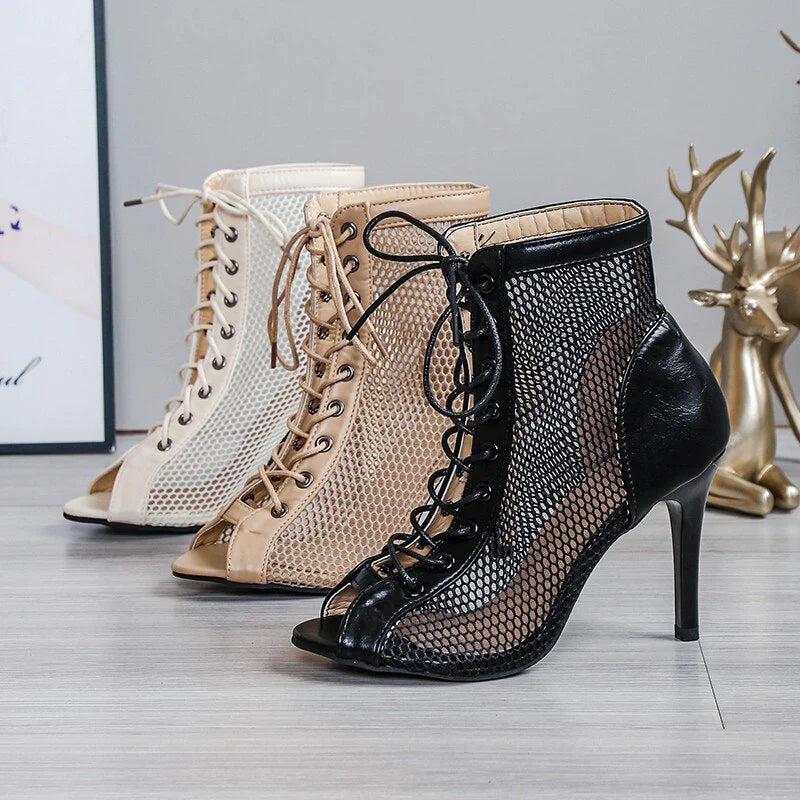 Ava - Bottines en Résille à Lacets