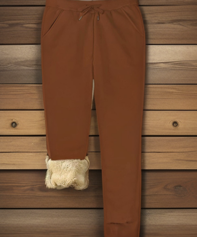 Ella - Pantalons de survêtement en molleton avec poignets en fourrure