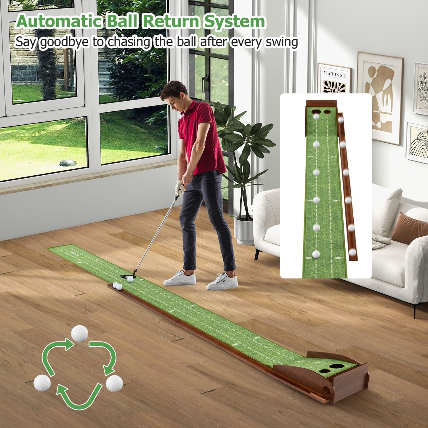 John - Set de Golf Intérieur Pliable avec 3 Troux