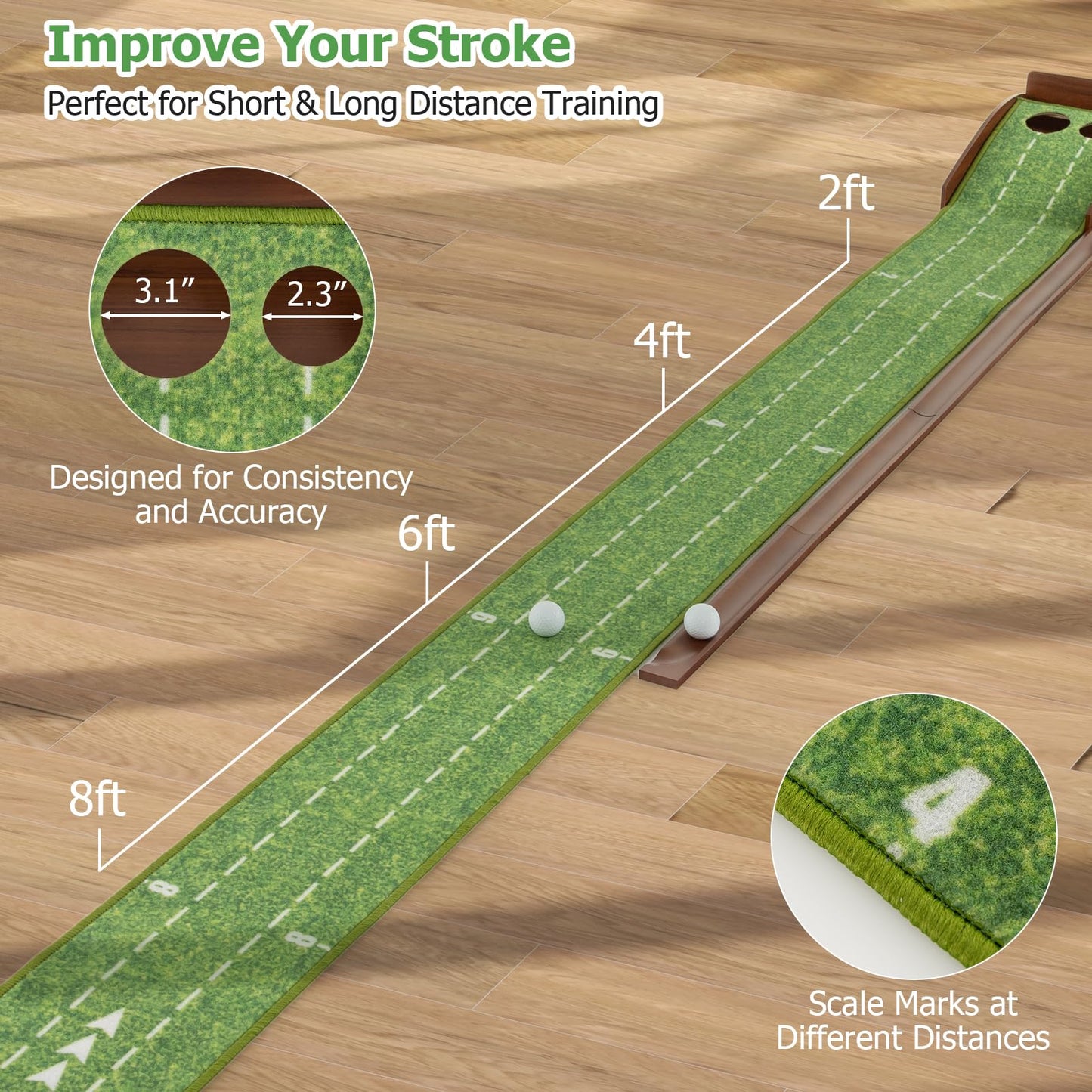 John - Set de Golf Intérieur Pliable avec 3 Troux