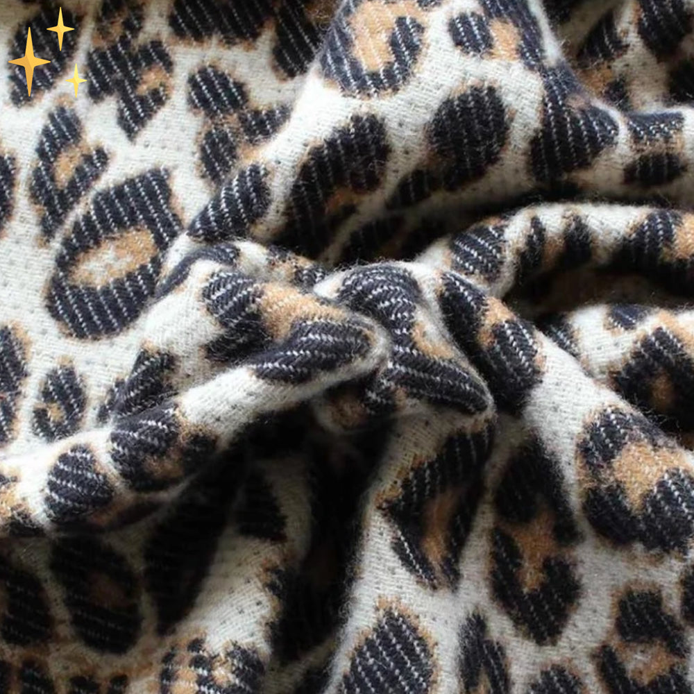 Karine - Écharpe tricotée de luxe avec imprimé léopard
