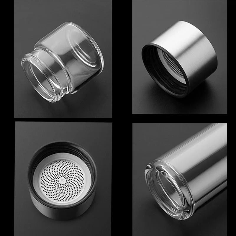 Lateo - Thermos transparent portable avec filtre à thé pour une boisson naturelle et saine en déplacement