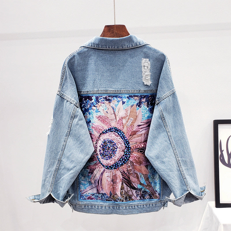 Eva - Veste en Jean Oversized avec Imprimé