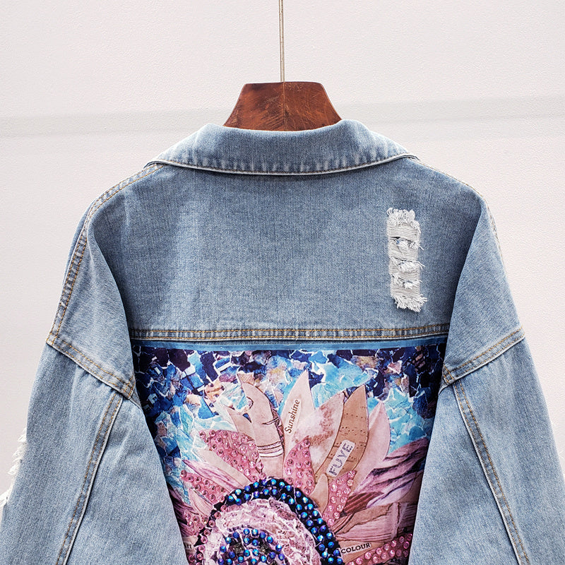 Eva - Veste en Jean Oversized avec Imprimé