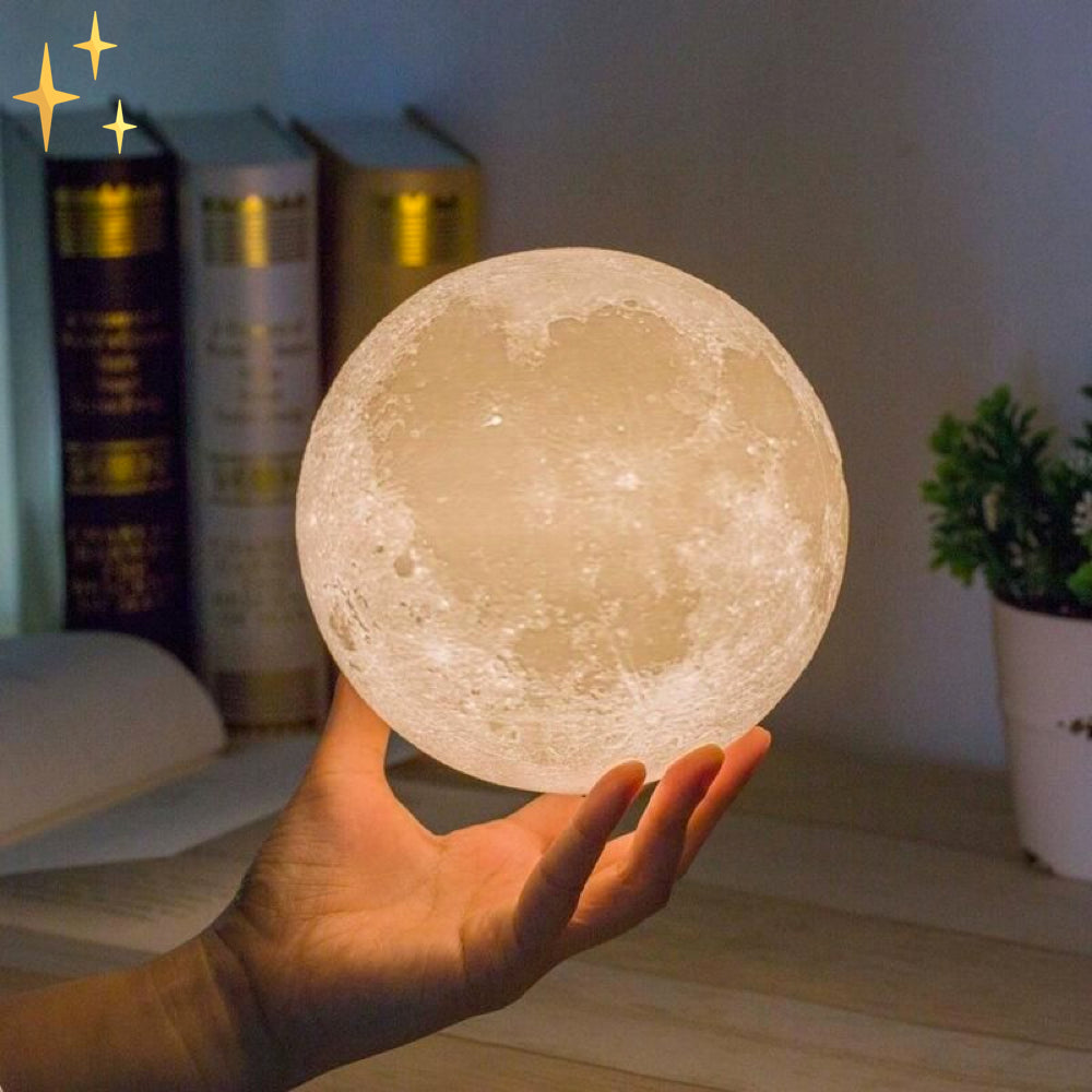 Lampe Lune 16 Couleurs avec Télécommande sur Support en Bois pour S'endormir Paisiblement et Sans Stress
