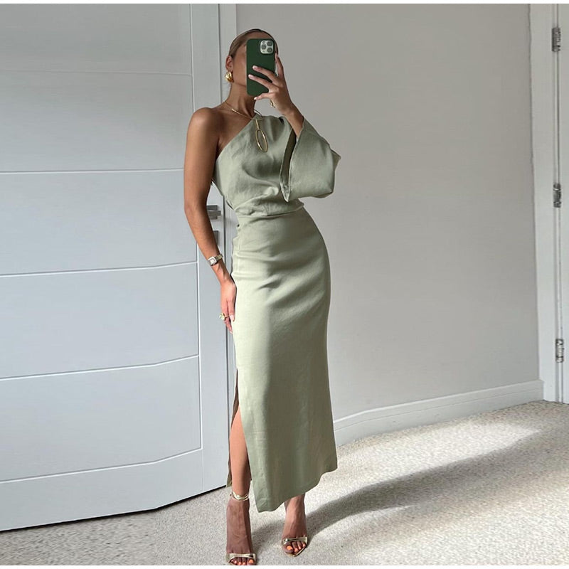 Mia - Robe maxi à épaule unique