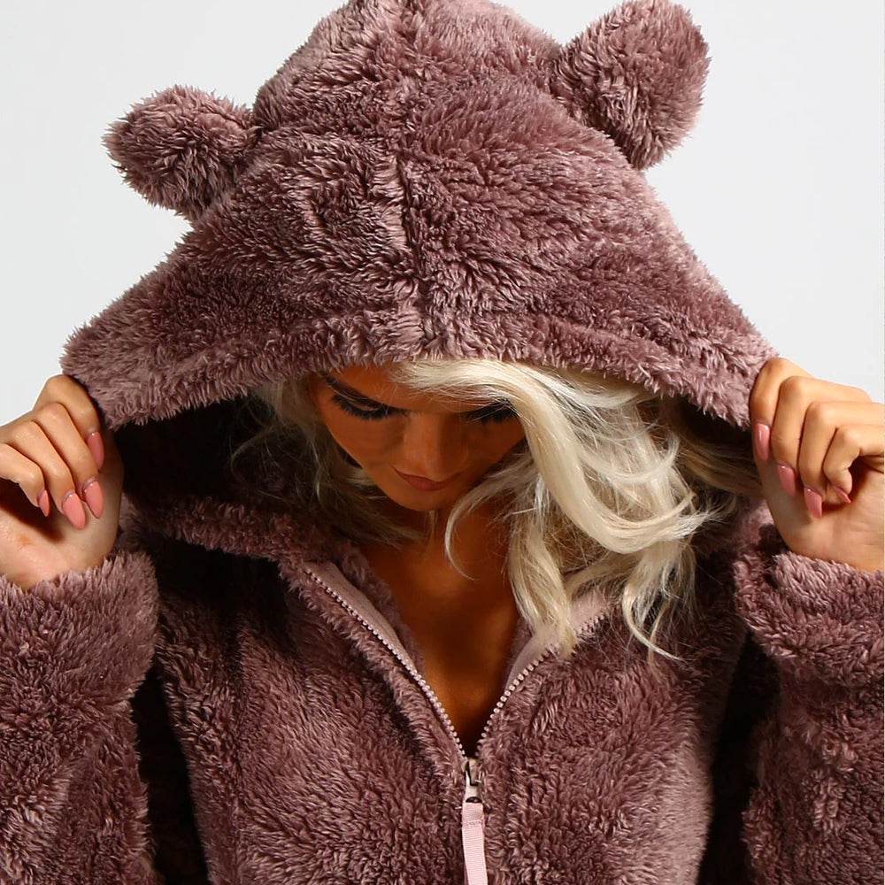 Nia - Combinaison Polaire Super Douce avec Oreilles d'ours
