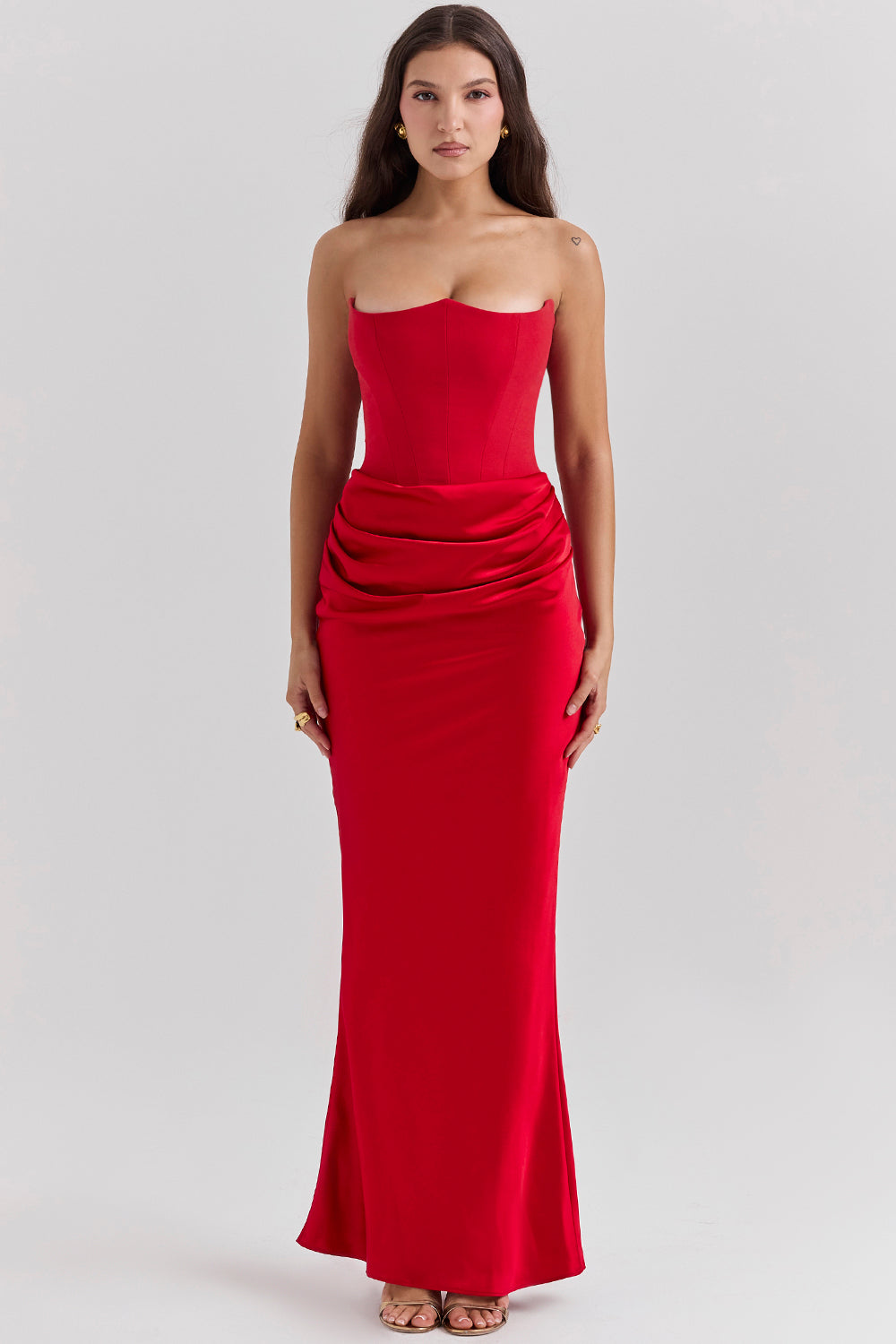 Olivia - Robe Maxi Bodycon Sans Bretelles avec Plis