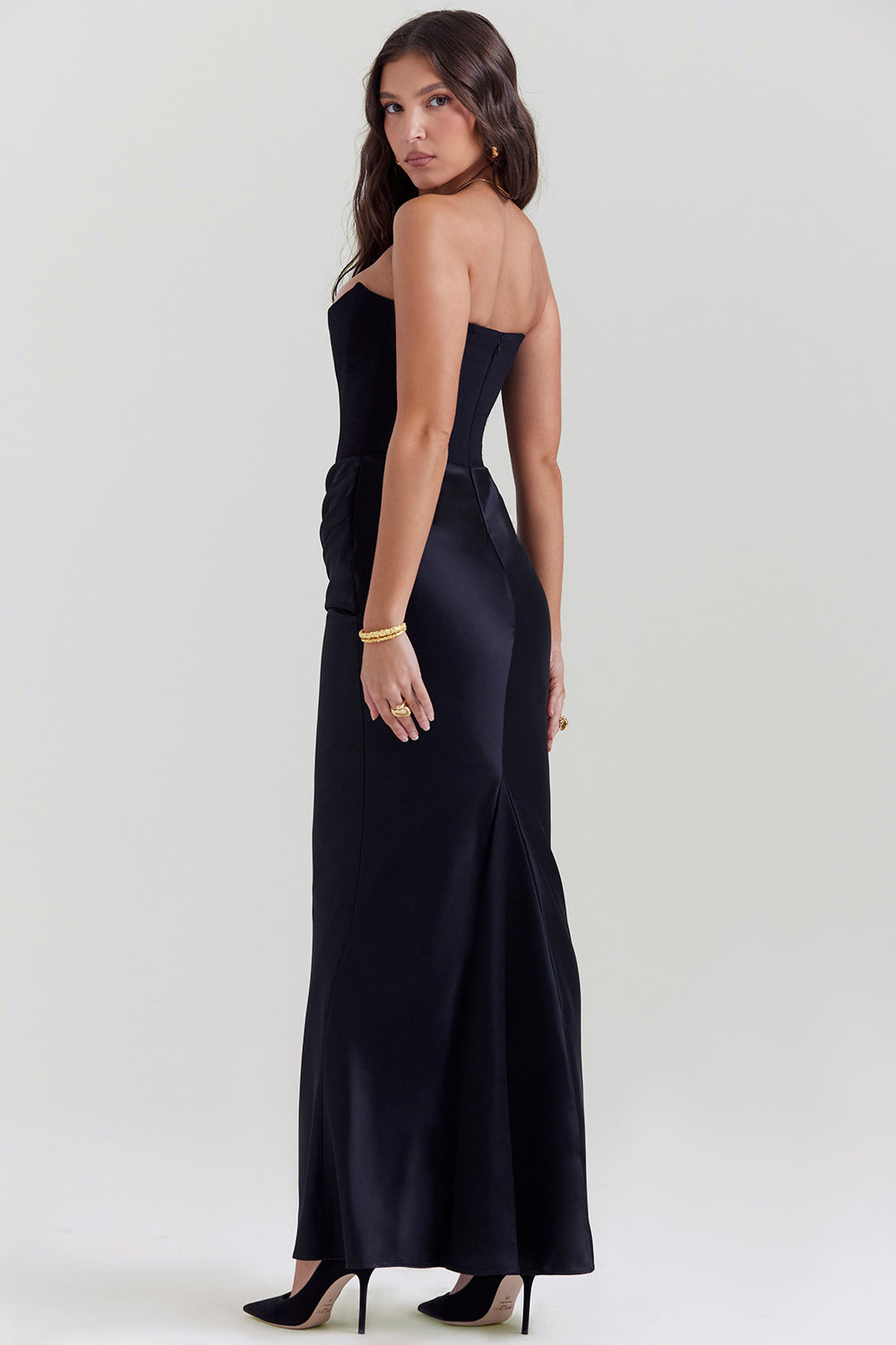 Olivia - Robe Maxi Bodycon Sans Bretelles avec Plis