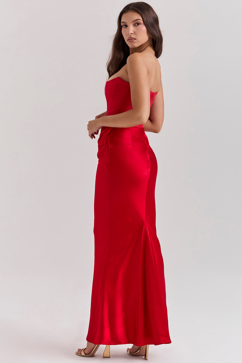 Olivia - Robe Maxi Bodycon Sans Bretelles avec Plis