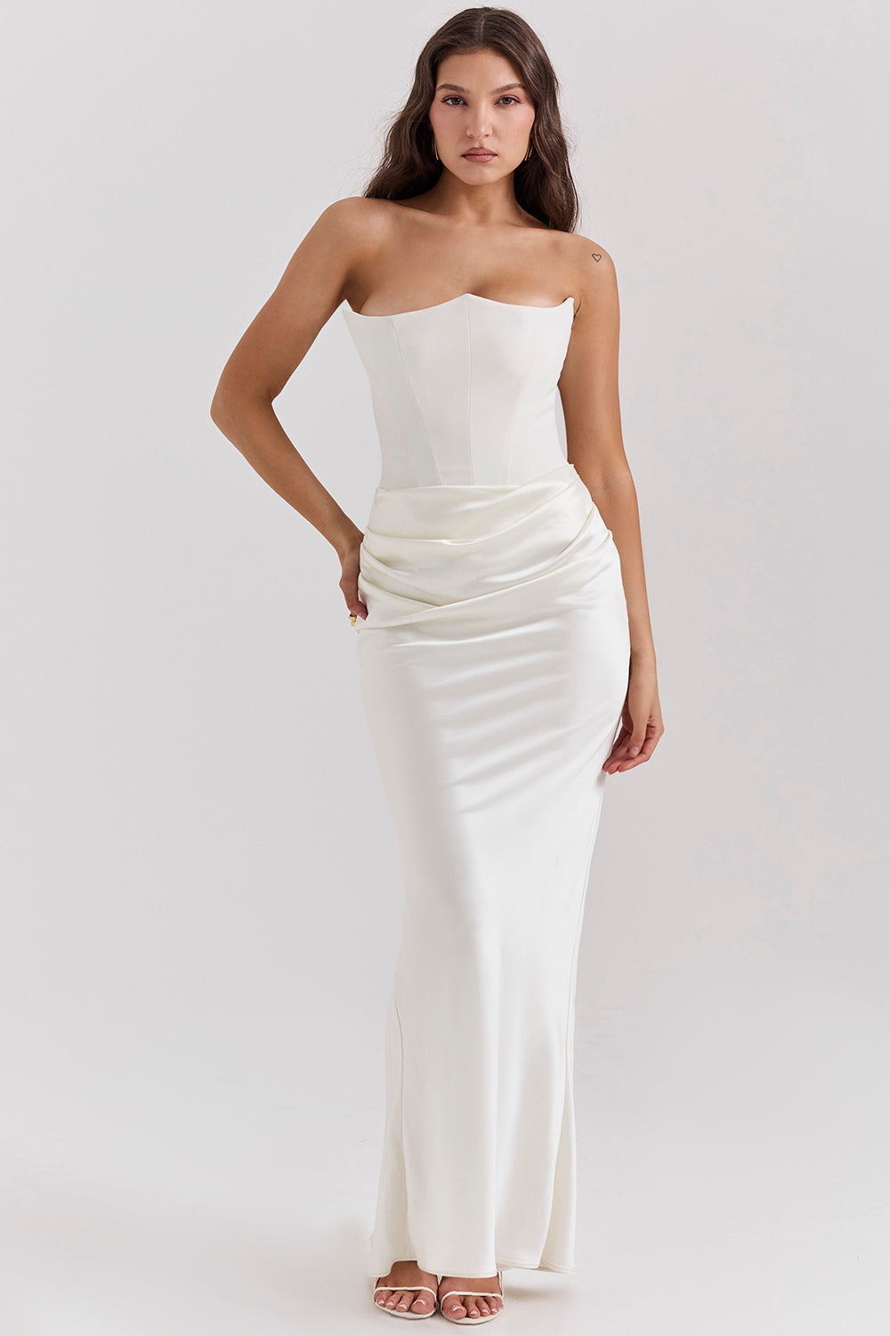 Olivia - Robe Maxi Bodycon Sans Bretelles avec Plis